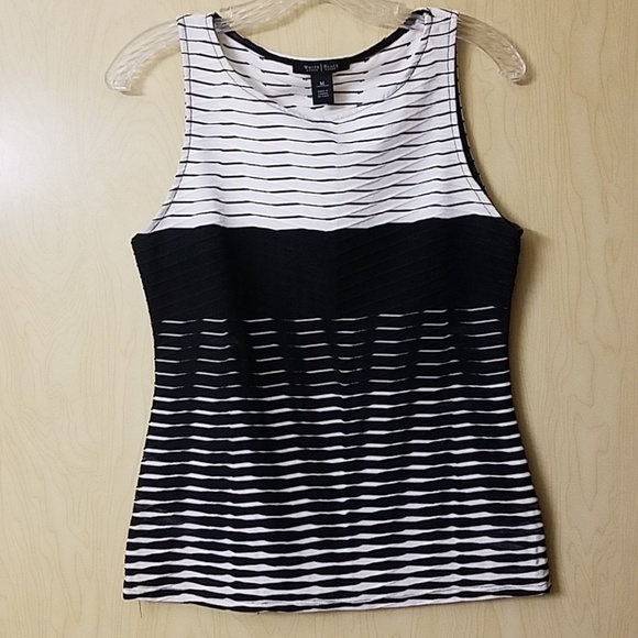 White House Black Market Tops - White House Black Market Black & White Tank Top